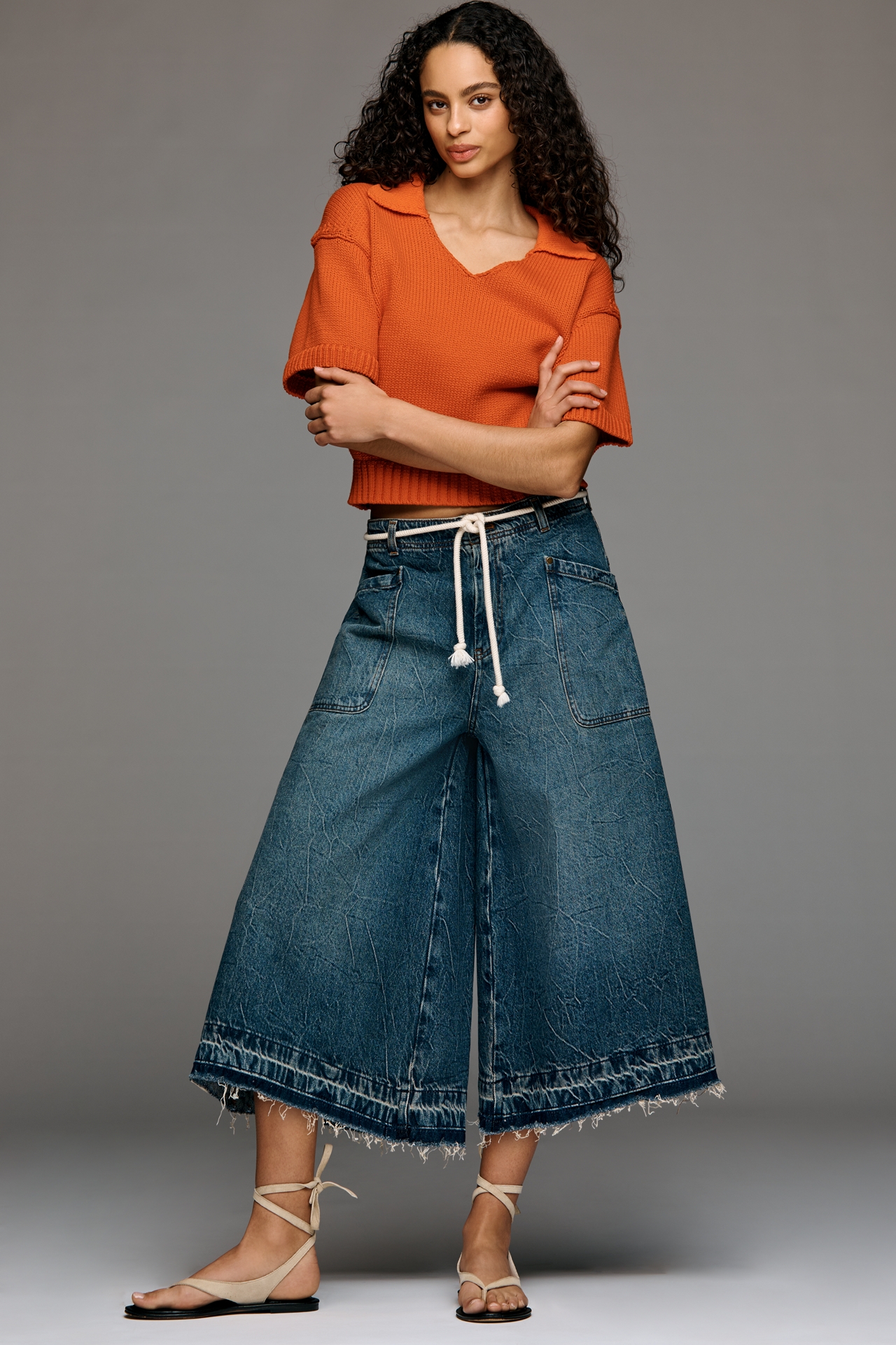 Pilcro A-Reworked High-Rise Culotte Jeans