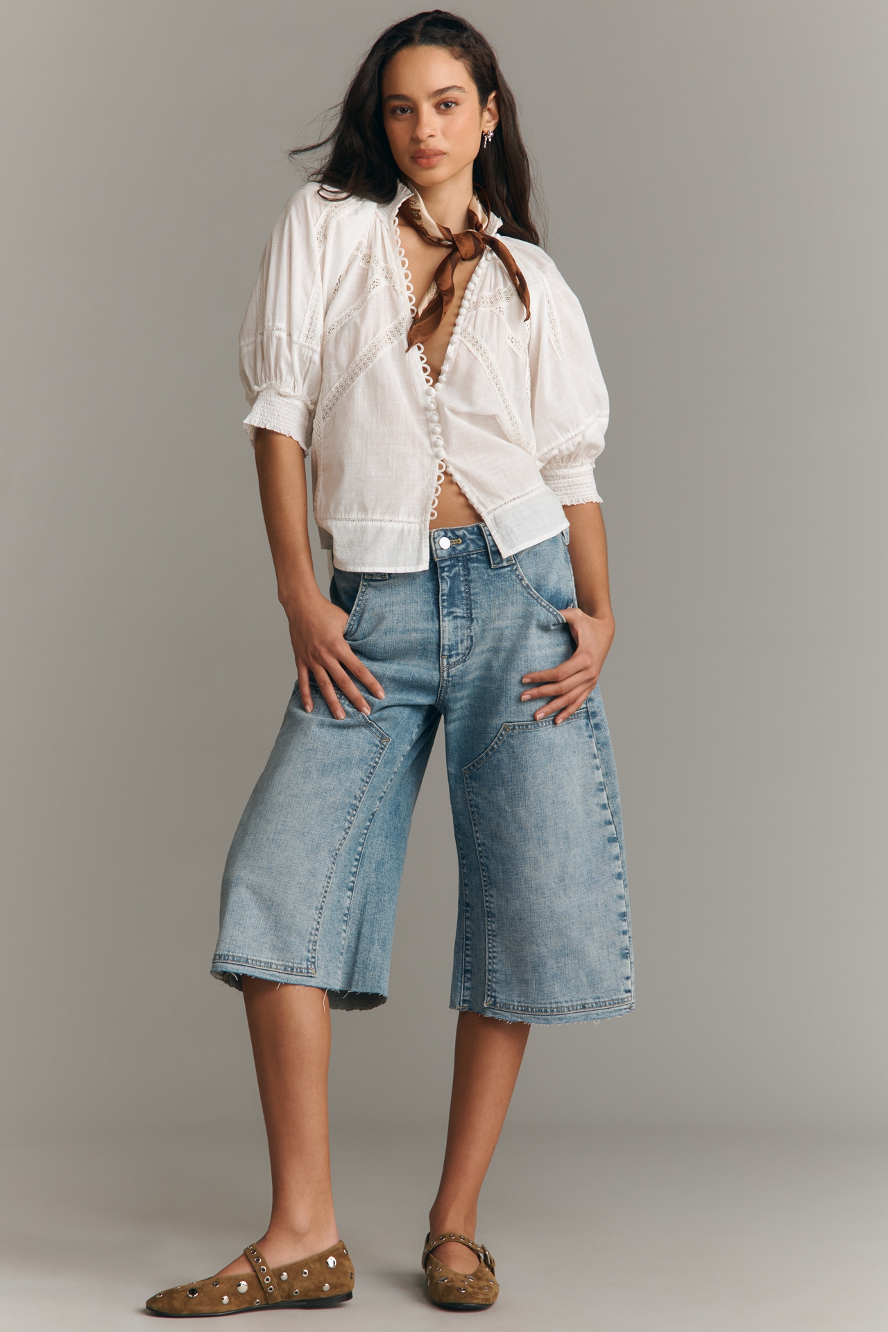 Pilcro Curve Crop High-Rise Tapered Culotte Jeans