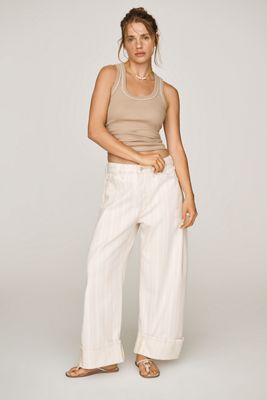 Pilcro Kayden High-Rise Striped Carpenter Barrel Jeans