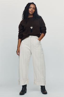 Pilcro Kayden High Rise Striped Carpenter Barrel Leg Jeans