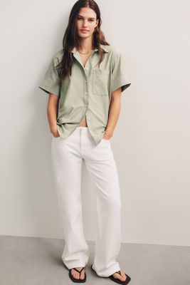 Pilcro Mid-Rise Clean-Waist Stovepipe Jeans