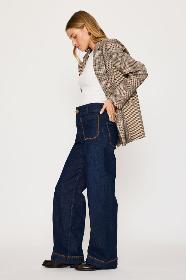 Jean Colette à jambe large pleine longueur avec surpiqûres par Maeve #1