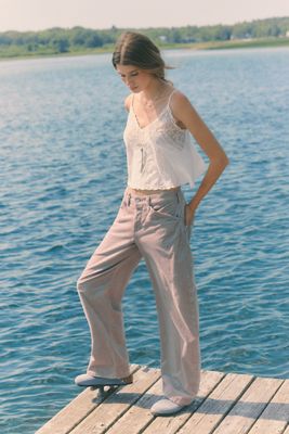 Pilcro Kayden Corduroy High-Rise Barrel-Leg Jeans