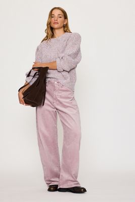 The Kayden Cord Mid-Rise Barrel Trousers by Pilcro