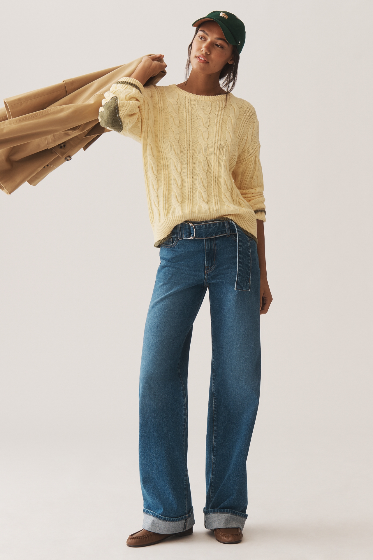 Outland Denim Mia Mid-Rise Cuffed Wide-Leg Jeans