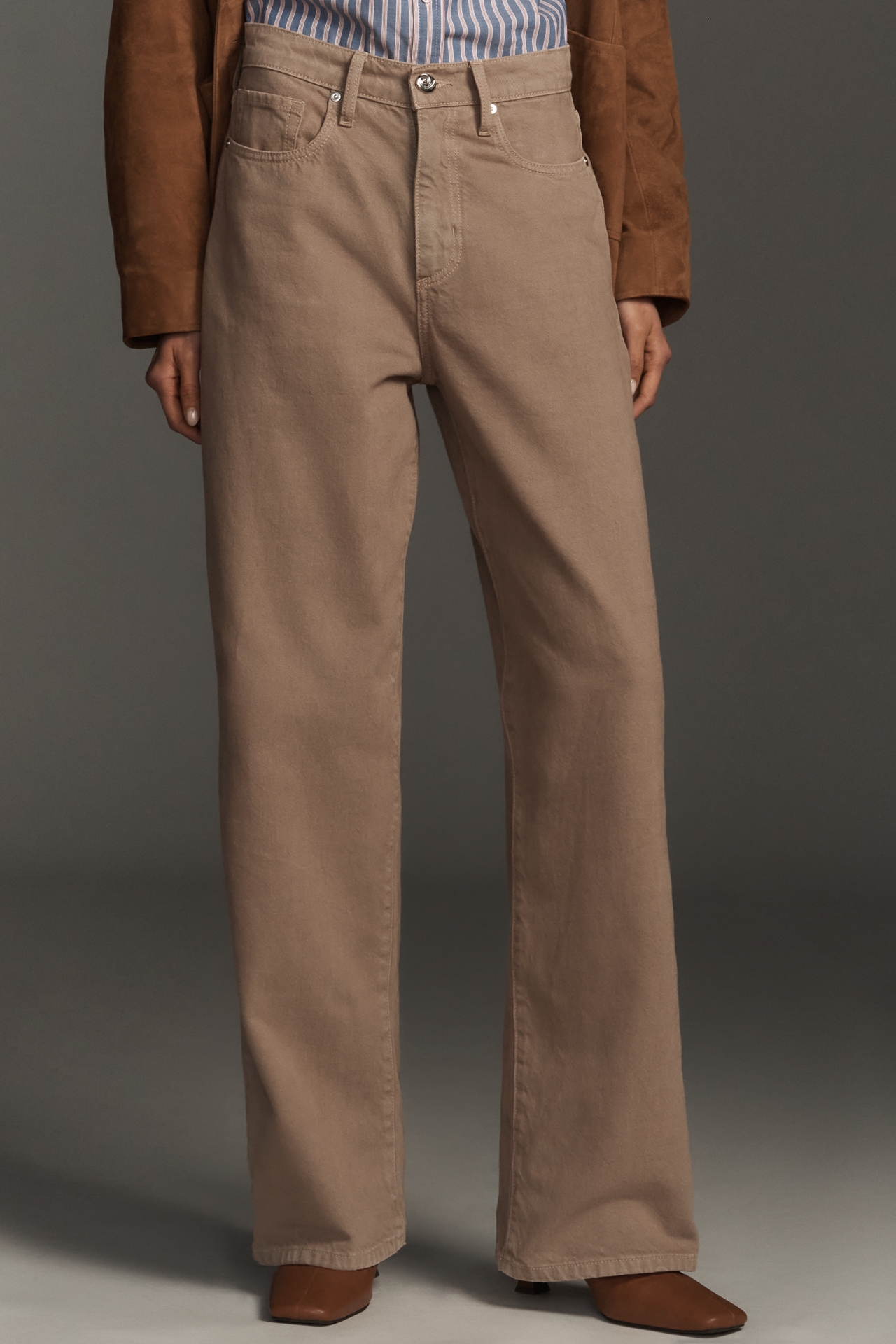 Outland Denim Olive Mid-Rise Wide-Leg Jeans