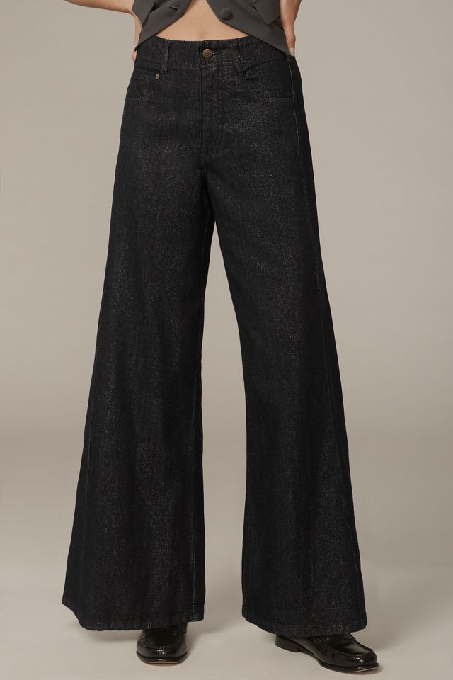 The Adi Mid-Rise Frayed Relaxed Flare Pants by Pilcro: Sparkle Edition #1