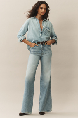 7 For All Mankind Jo Ultra High-rise Wide-leg Jeans In Blue