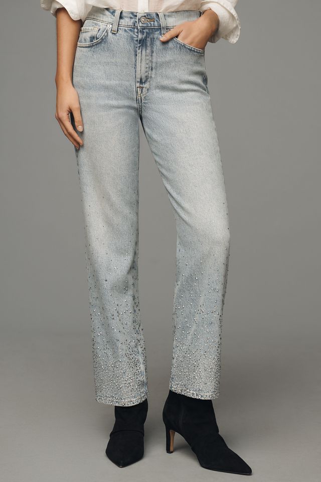 7 For All Mankind Logan Embellished Straight-Leg Jeans #1