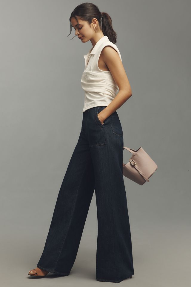 7 For All Mankind Lotta Linen Blend High-Rise Wide-Leg Jeans #3