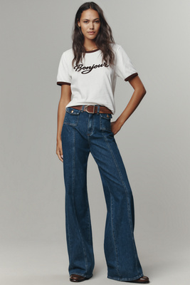 7 For All Mankind Lotta High-rise Wide-leg Jeans In Blue
