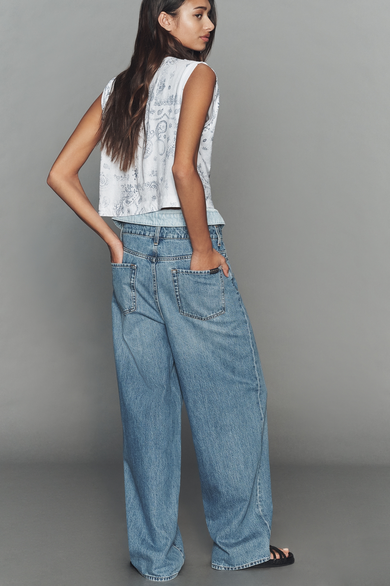 7 For All Mankind Double Layer High-Rise Slouch Wide-Leg Jeans