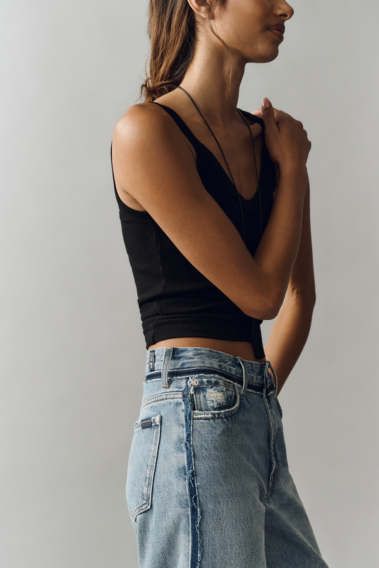 7 For All Mankind Stovepipe Ankle High-Rise Straight Jeans