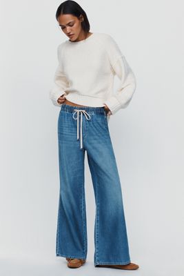 7 For All Mankind Petite Wide-Leg Pull-On Jeans