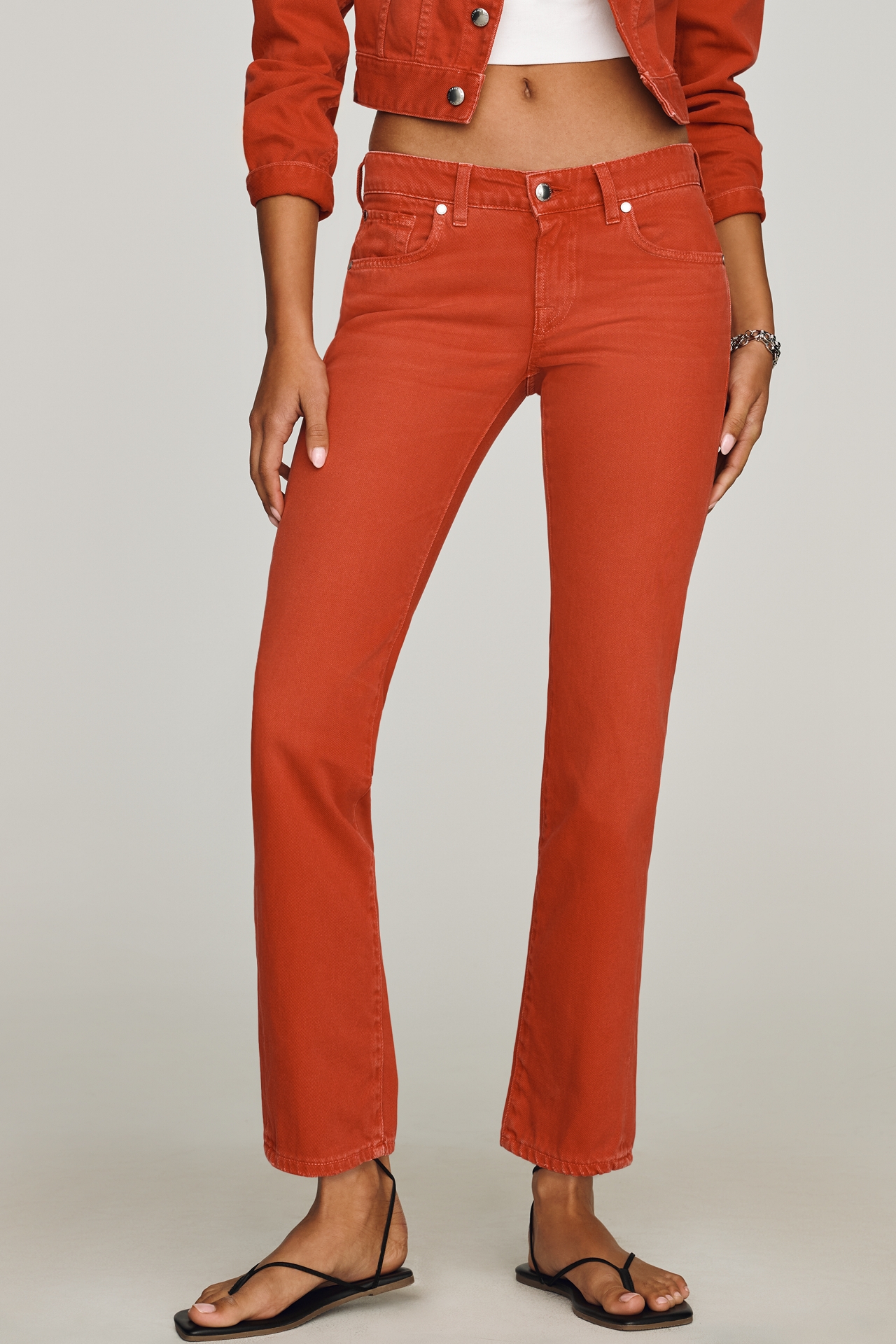 7 For All Mankind Cigarette Low-Rise Straight-Leg Jeans