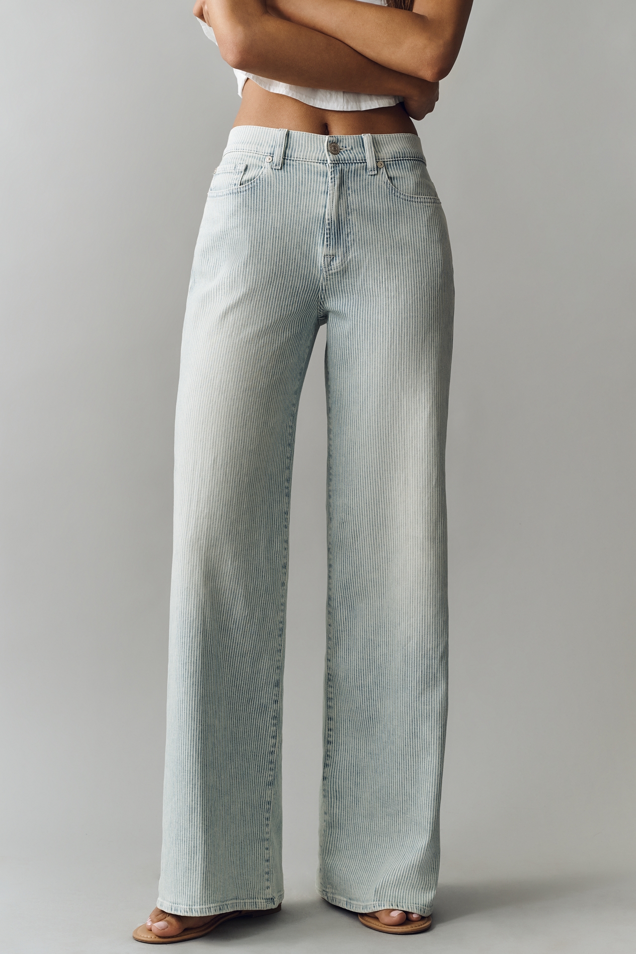 7 For All Mankind Lotta High-Rise Wide-Leg Stripe Jeans