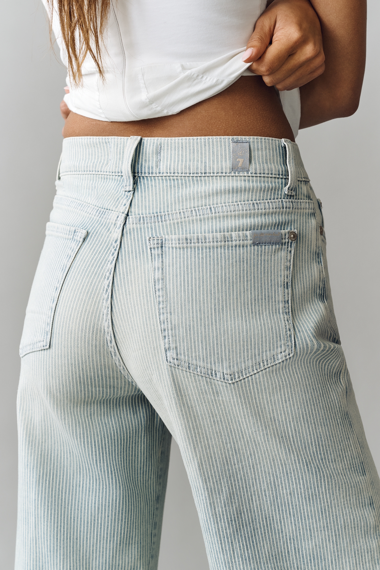 7 For All Mankind Lotta High-Rise Wide-Leg Stripe Jeans