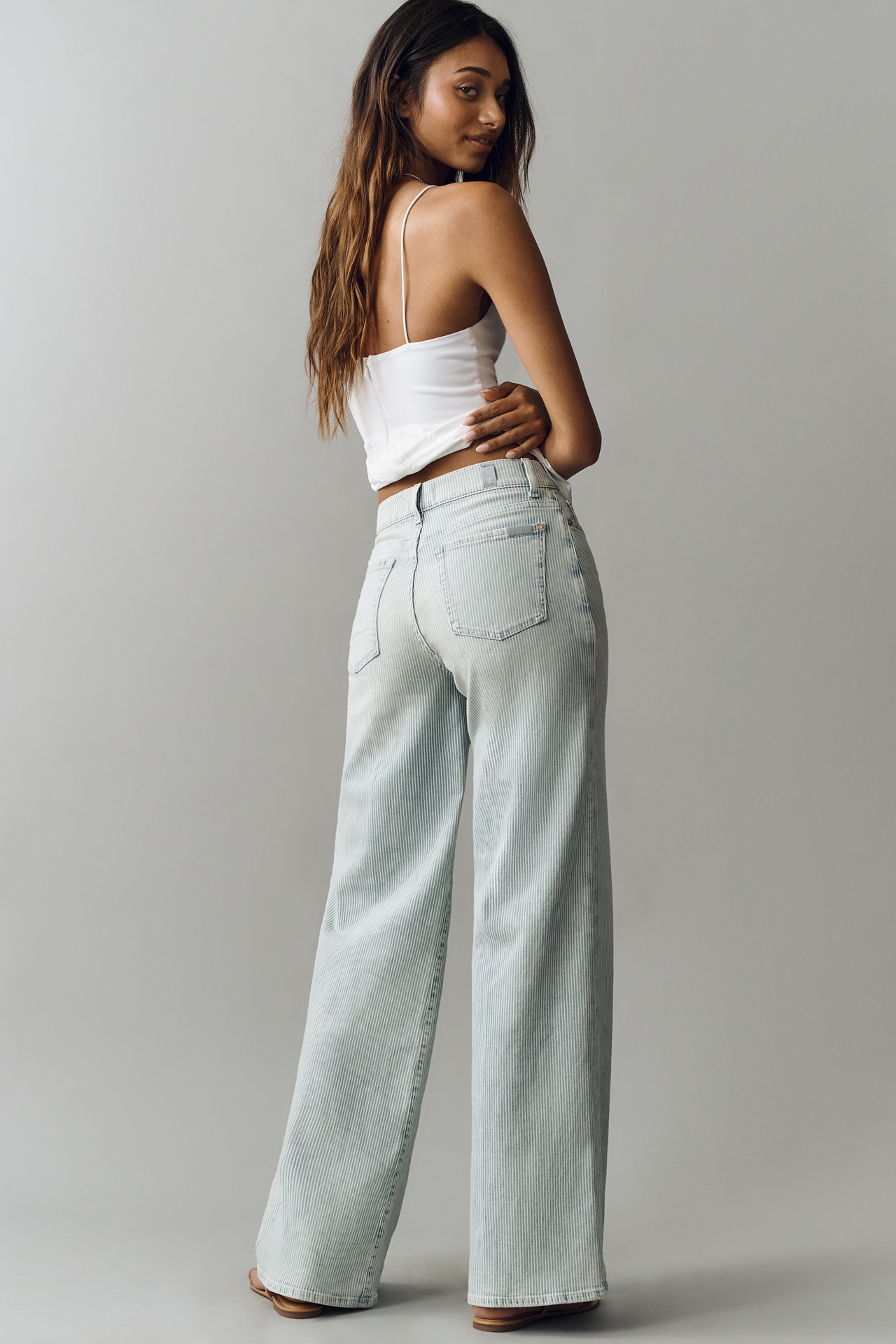 7 For All Mankind Lotta High-Rise Wide-Leg Stripe Jeans