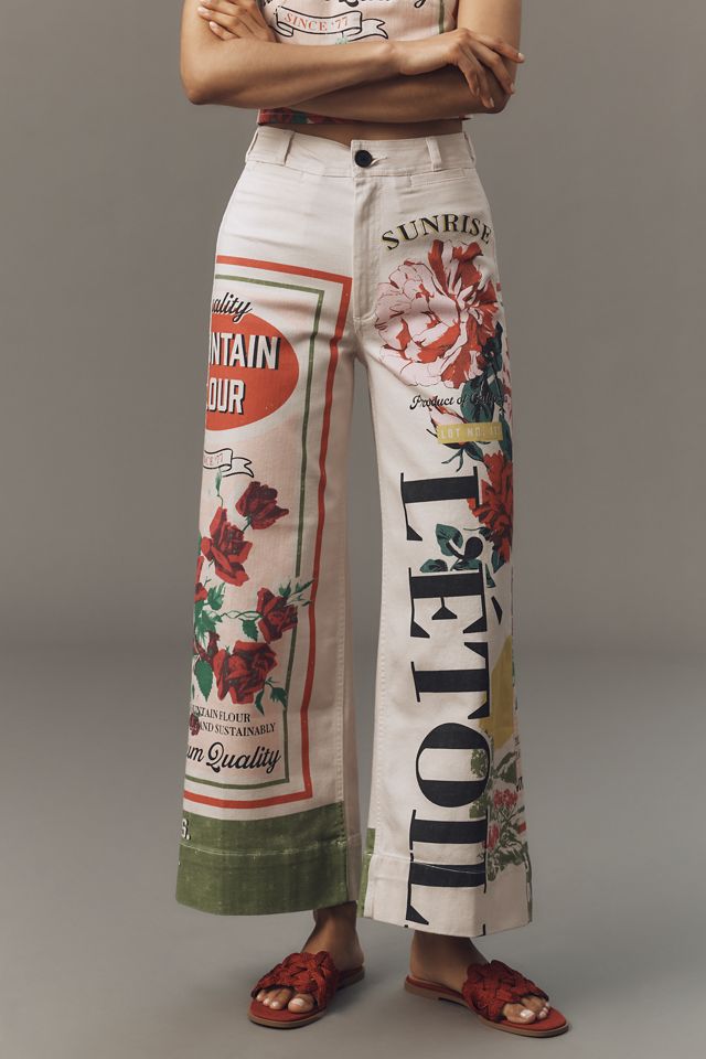 Anthropologie ★ Maeve The Ettie High-Rise Crop Pants The Ettie High-Rise Crop Wide-Leg Pants by Maeve: Linen