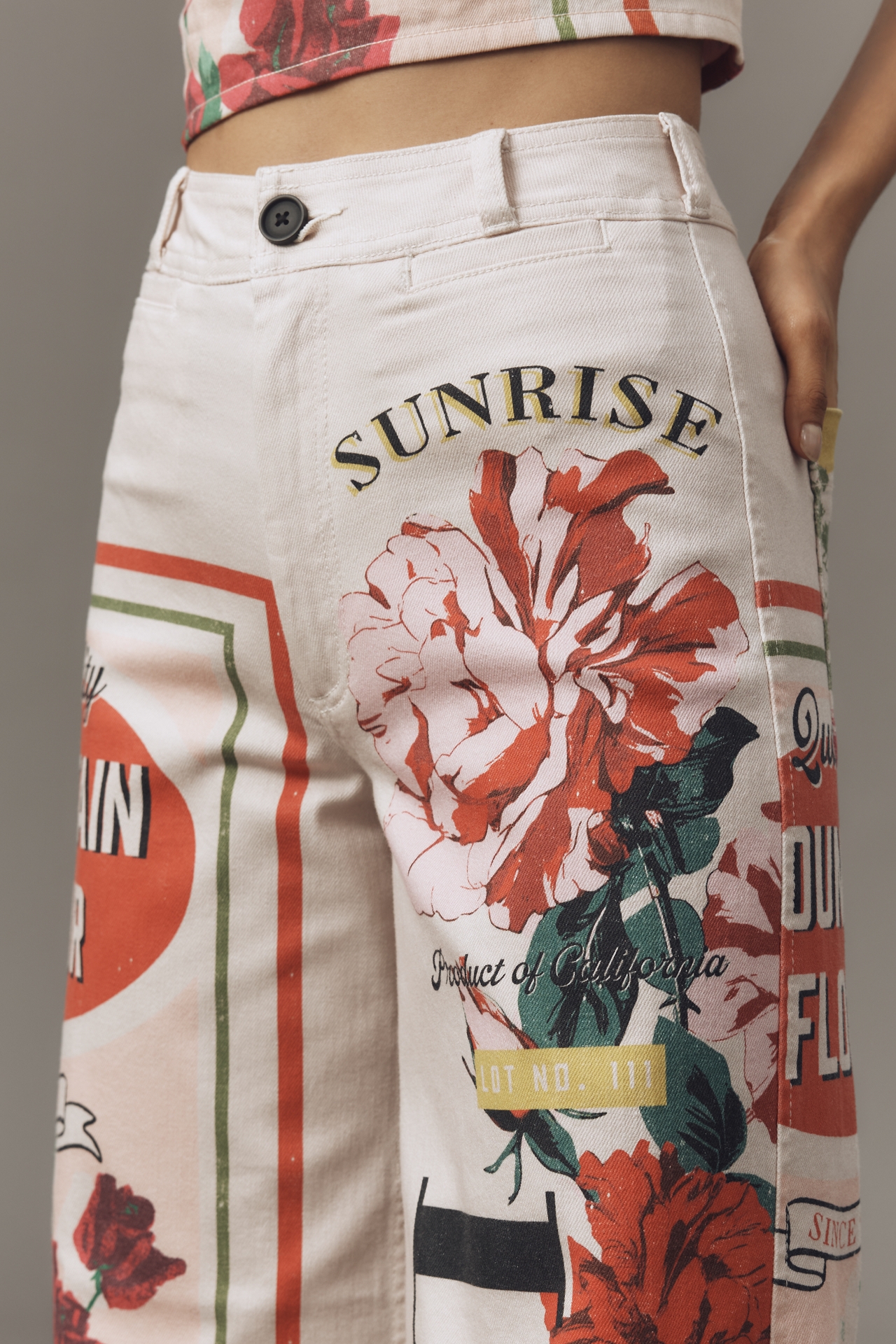 The Ettie Printed High-Rise Crop Pants by Maeve