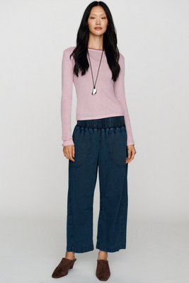 Pilcro Reese Smocked Pull On Barrel Jeans by Anthropologie