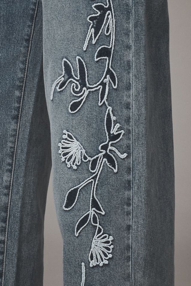 Siempre Zoey Embroidered High-Rise Wide-Leg Jeans #3