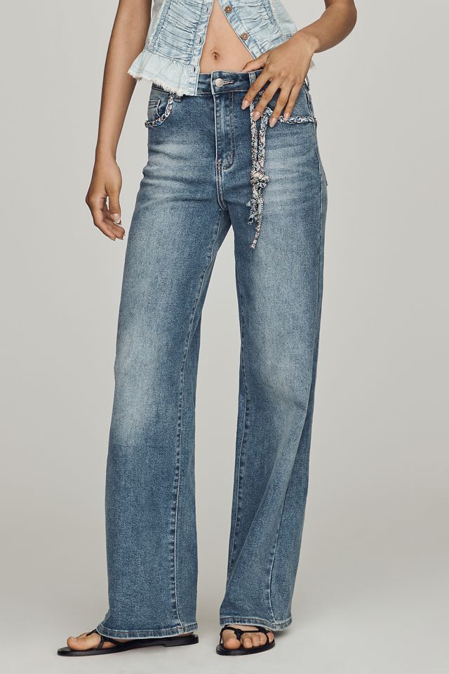 Siempre Scarf High-Rise Wide-Leg Jeans #1