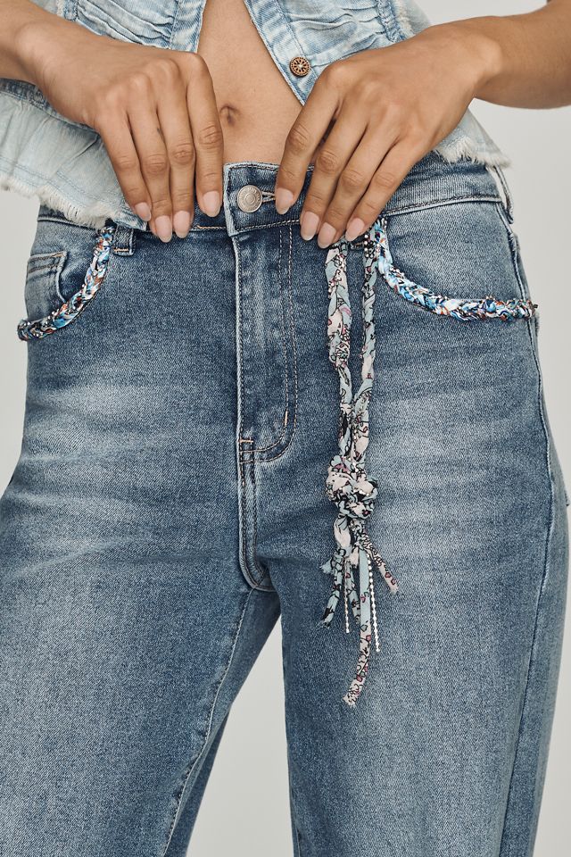 Siempre Scarf High-Rise Wide-Leg Jeans #3