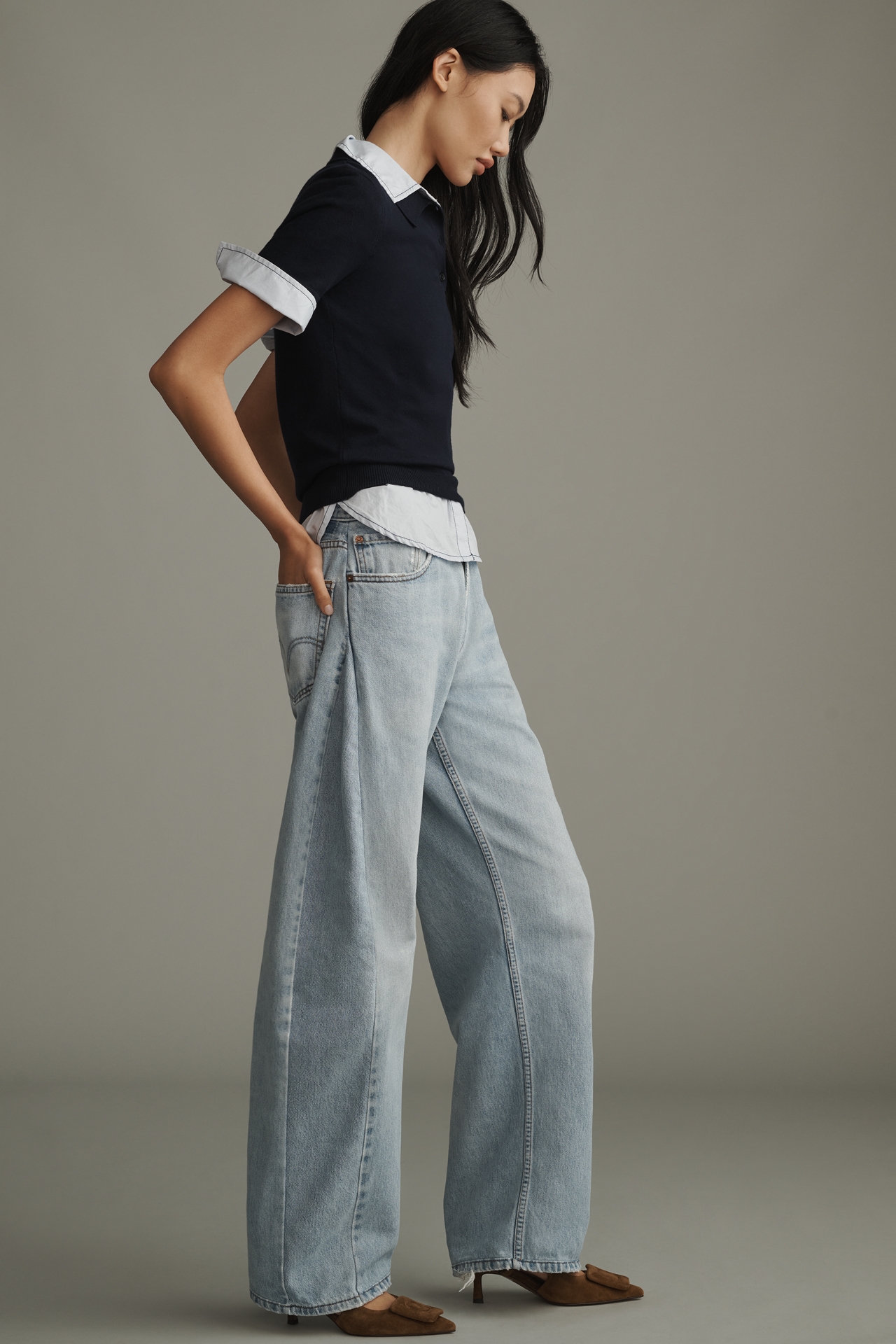 aligrace Low-Rise Barrel Jeans