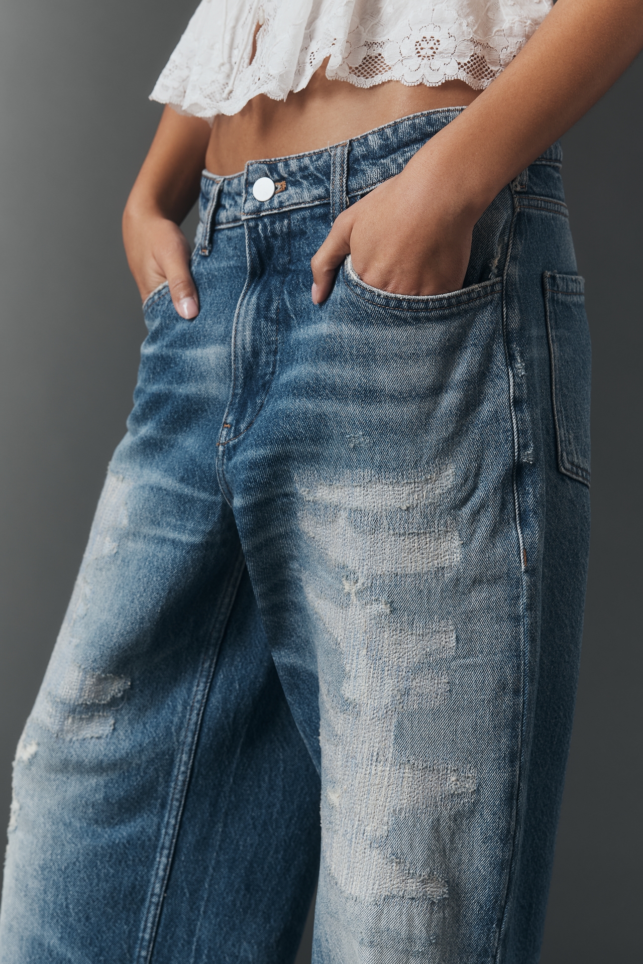 Pilcro Sloane Low-Rise Relaxed Slouchy Distressed Jeans