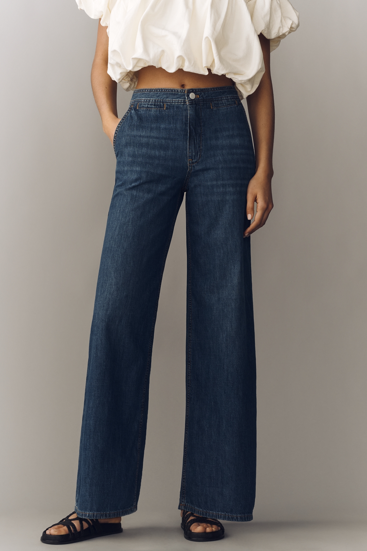 Pilcro Erie Mid-Rise Wide-Leg Jeans