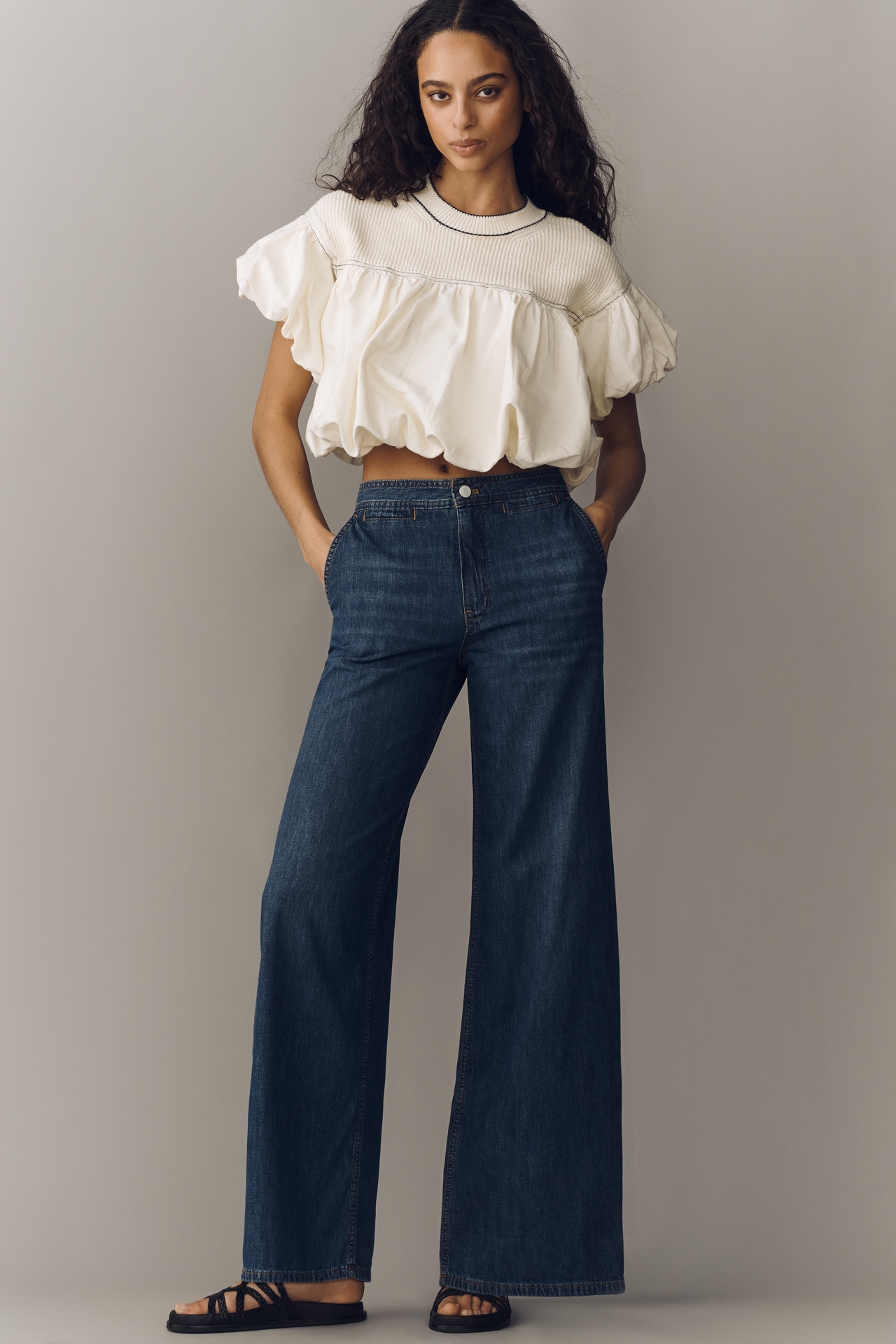Pilcro Erie Mid-Rise Wide-Leg Jeans
