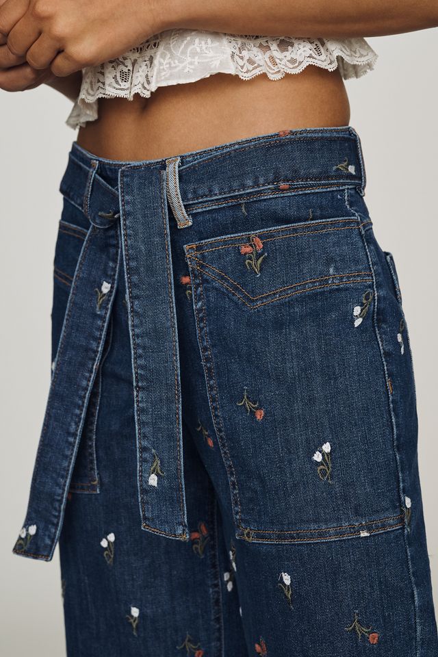 Pilcro Low-Rise Crop Wide-Leg Belted Jeans #2