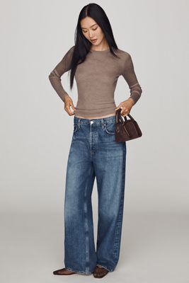 Pilcro Pleated High-Rise Wide-Leg Jeans