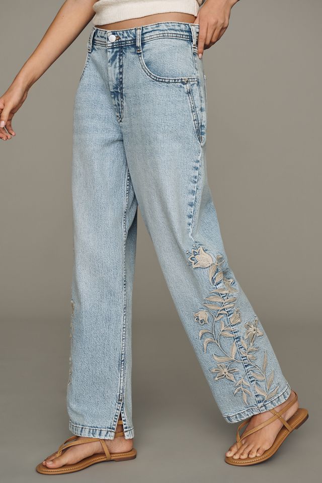 Pilcro Jules Embroidered Mid-Rise Straight-Leg Jeans #1