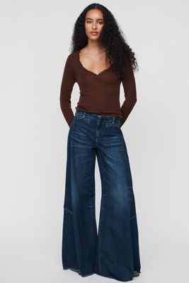 Pilcro Lola Mid Rise Wide Leg Palazzo Jeans