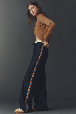 Maeve Pull-on High-rise Wide-leg Track Pants In Blue