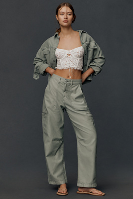 Shop Ag Hazal Mid-rise Barrel Pants In Green