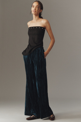 Ag Careen Velvet Wide-leg Pants In Blue