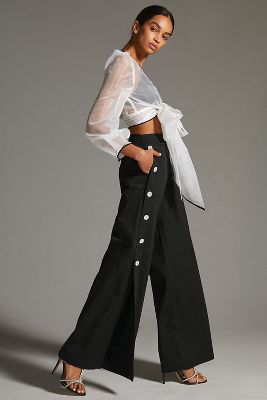 side button palazzo pants