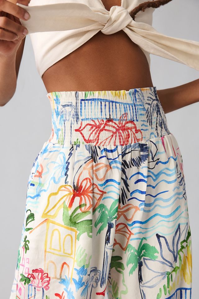 Corey Lynn Calter Printed Smocked Wide-Leg Pants | Anthropologie