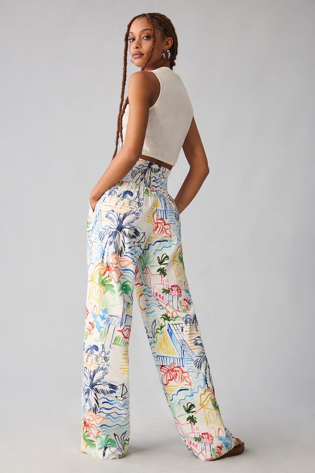 Corey Lynn Calter Printed Smocked Wide-Leg Pants | Anthropologie