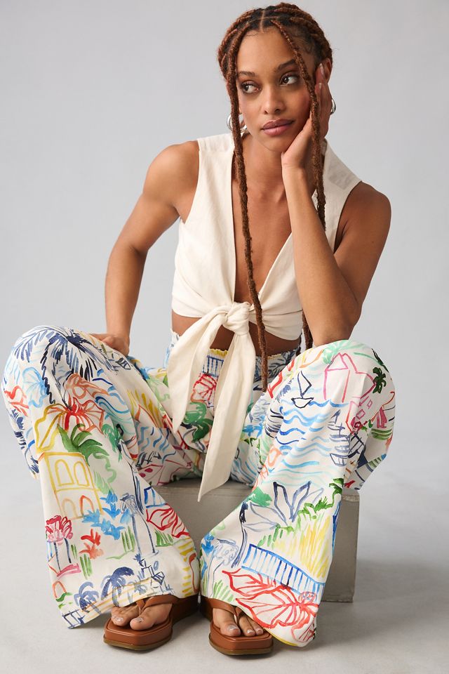 Corey Lynn Calter Printed Smocked Wide-Leg Pants | Anthropologie