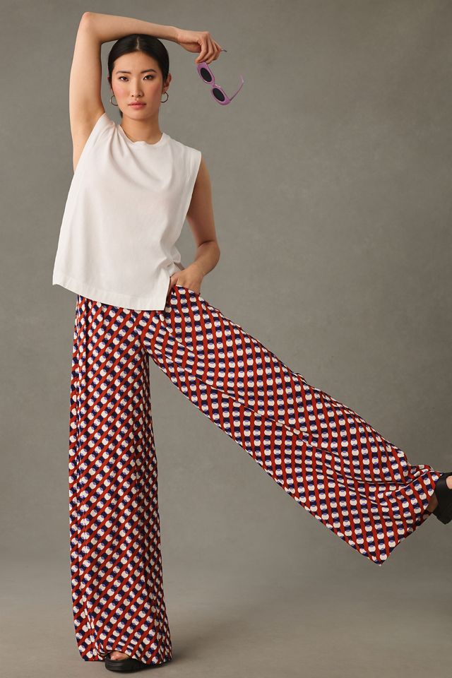 Pleated wide-leg stretch pant, Contemporaine