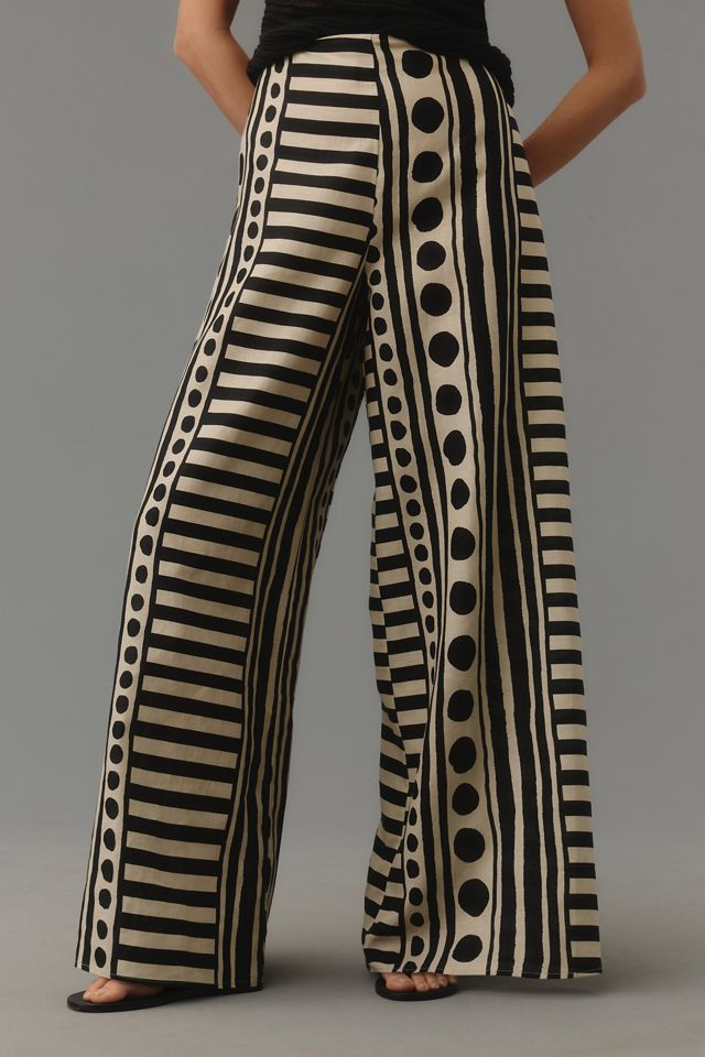 パンツ ISTANTE GEOMETRIC WIDE TROUSERS pants womens elegant geometric print wide leg pants pockets casual