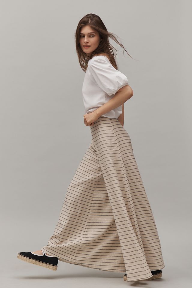 Corey Lynn Calter Grace Linen Blend Striped Wide-Leg Pants #1