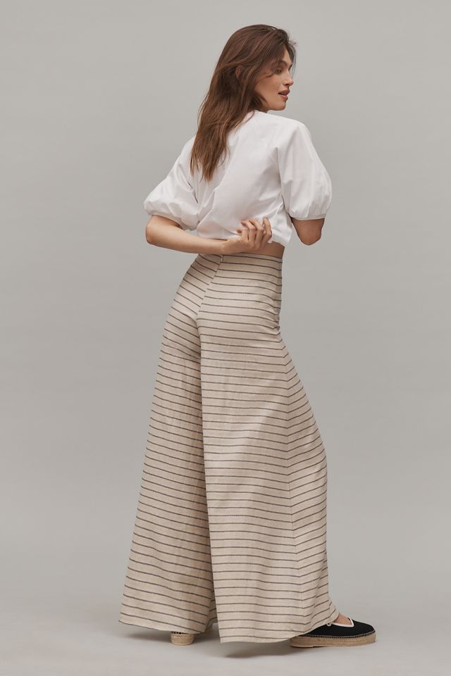 Corey Lynn Calter Grace Linen Blend Striped Wide-Leg Pants #3