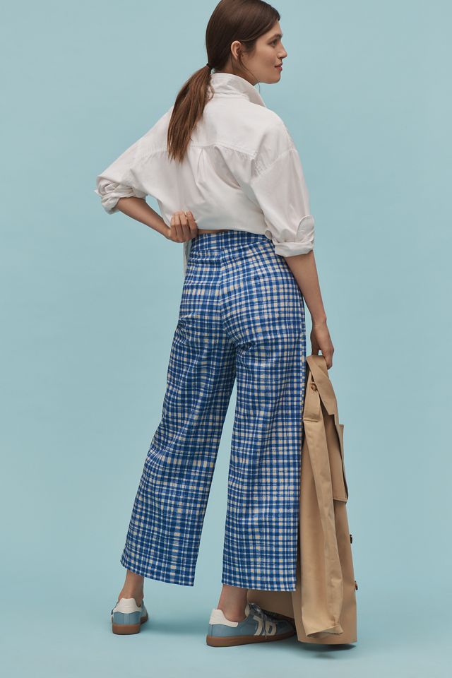 Corey Lynn Calter Gingham Crop Wide-Leg Pants #2