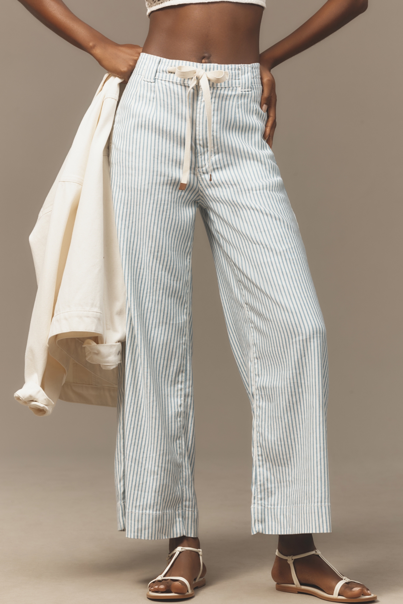 Joe's Jeans The Addison High-Rise Drawstring Linen Wide-Leg Pants