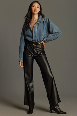 Joe's Jeans The Mia High-rise Wide-leg Faux-leather Pants In Black